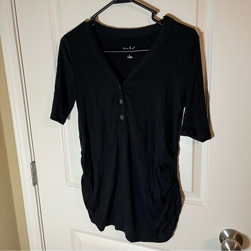 Isabel Maternity Black Ribbed Top - Picture 2 of 5